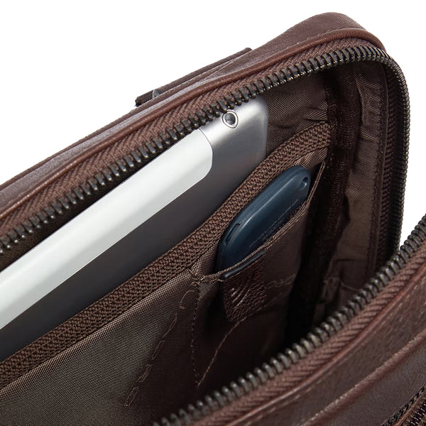 Piquadro - Paavo Crossbody bag with iPad��mini sleeve and RFID - CA3084S122 - TESTA/MORO
