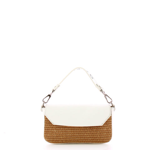 Iuntoo - mini borsa a mano graziosa in raffia camel bianco - 12 | Italystation.com - Shop Now at italystation.com