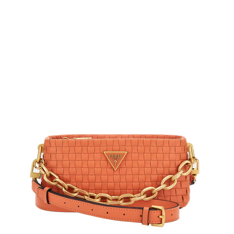 Guess - mini borsa a tracolla lisbet intrecciata papaya - hwwa87 | Italystation.com - Shop Now at italystation.com