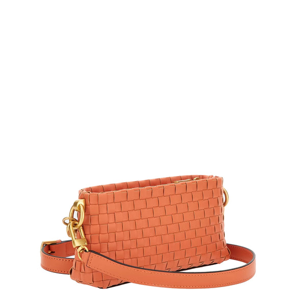 Guess - mini borsa a tracolla lisbet intrecciata papaya - hwwa87 | Italystation.com - Shop Now at italystation.com
