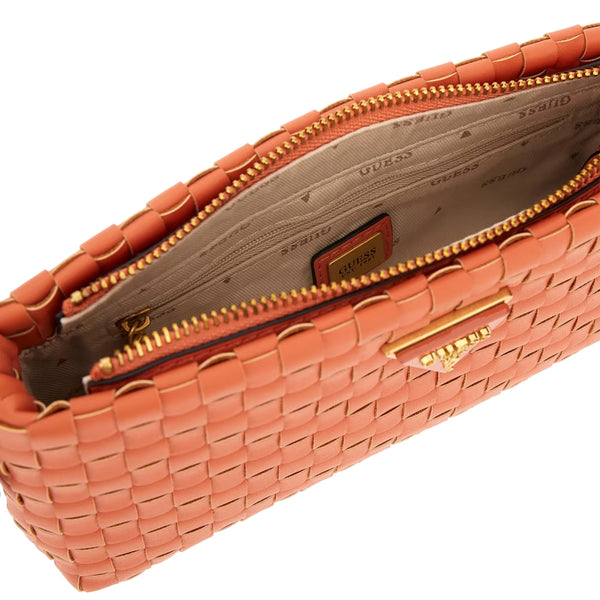 Guess - mini borsa a tracolla lisbet intrecciata papaya - hwwa87 | Italystation.com - Shop Now at italystation.com