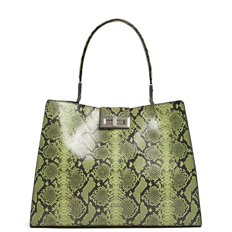Guess - borsa a mano monia in pelle pitonata sage green - hwmoni | Italystation.com - Shop Now at italystation.com