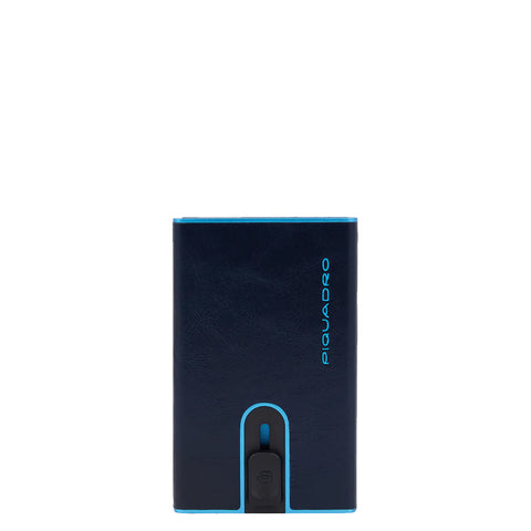 Piquadro - Porta carte di credito con Sliding System con portamonete e banconote RFID Blue Square - PP5585B2BLR - BLU2