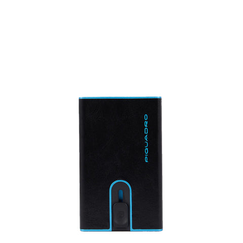 Piquadro - Porta carte di credito con Sliding System con portamonete e banconote RFID Blue Square - PP5585B2BLR - NERO