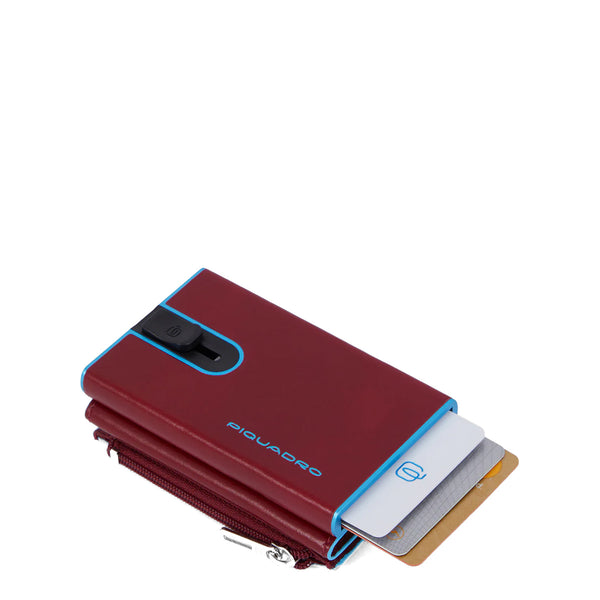 Piquadro - Porta carte di credito con Sliding System con portamonete e banconote RFID Blue Square - PP5585B2BLR - ROSSO