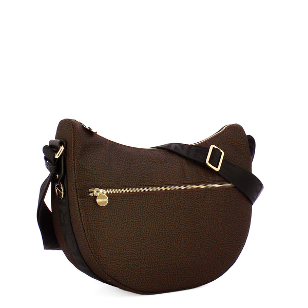 Borbonese - Luna Bag Middle with pocket in recycled Nylon Testa Moro Nero - 934108I15 - TESTA/MORO/NERO