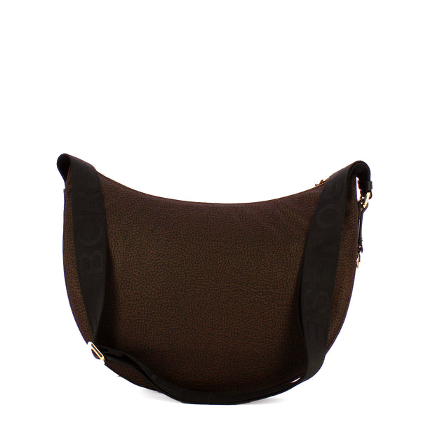 Borbonese - Luna Bag Middle with pocket in recycled Nylon Testa Moro Nero - 934108I15 - TESTA/MORO/NERO