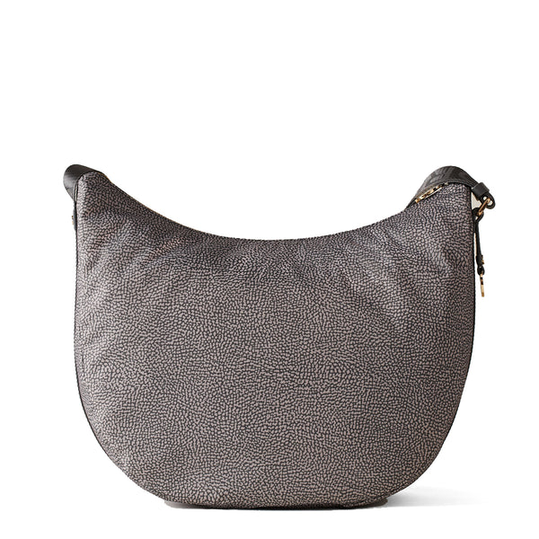 Borbonese - Borsa Luna Bag Medium con taschino in Nylon Riciclato Clay Grey - 934109I15 - CLAY/GREY