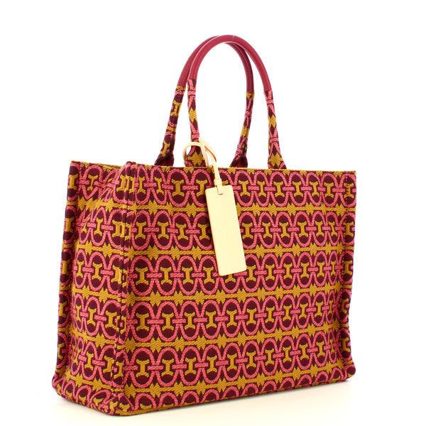 Coccinelle - Borsa a mano Never Without Monogram Large Multicolor Pulp Pink Garnet Red - MBD180201 - MUL.PULP/P/GARN