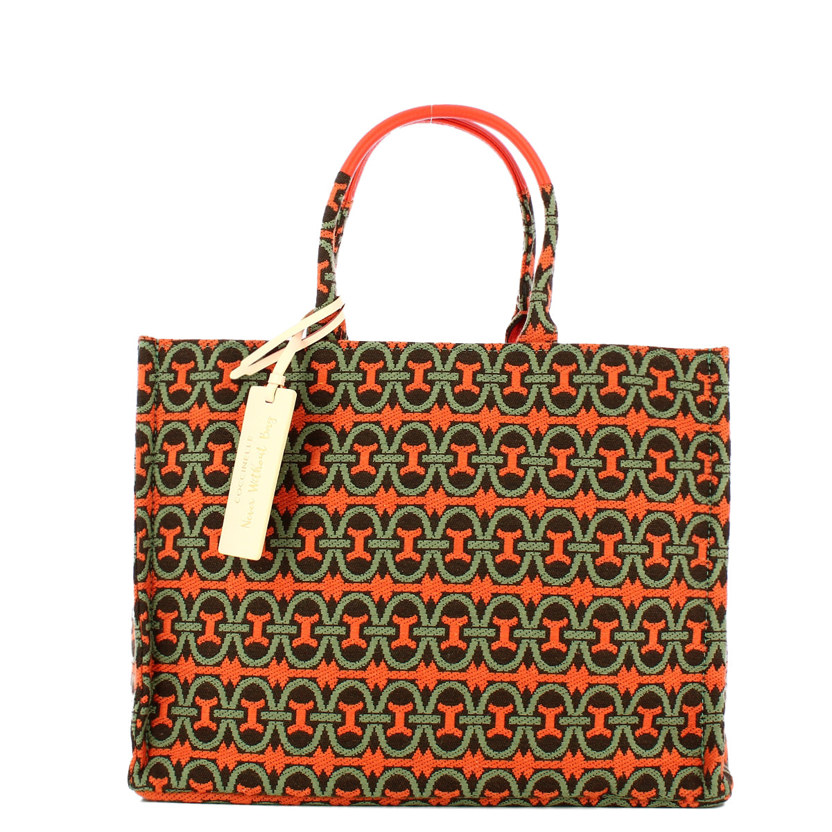 Coccinelle - Borsa a mano Never Without Monogram Large Multicolor Kale Green Tangerine - MBD180201 - MUL.KALE/G/TANG