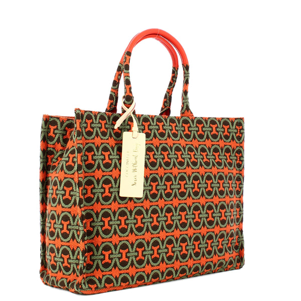 Coccinelle - Borsa a mano Never Without Monogram Large Multicolor Kale Green Tangerine - MBD180201 - MUL.KALE/G/TANG