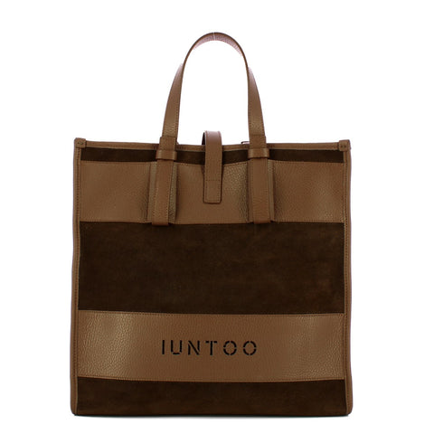 Iuntoo - shopper grande camoscio essenziale fango - 115001 - fa | Italystation.com - Shop Now at italystation.com