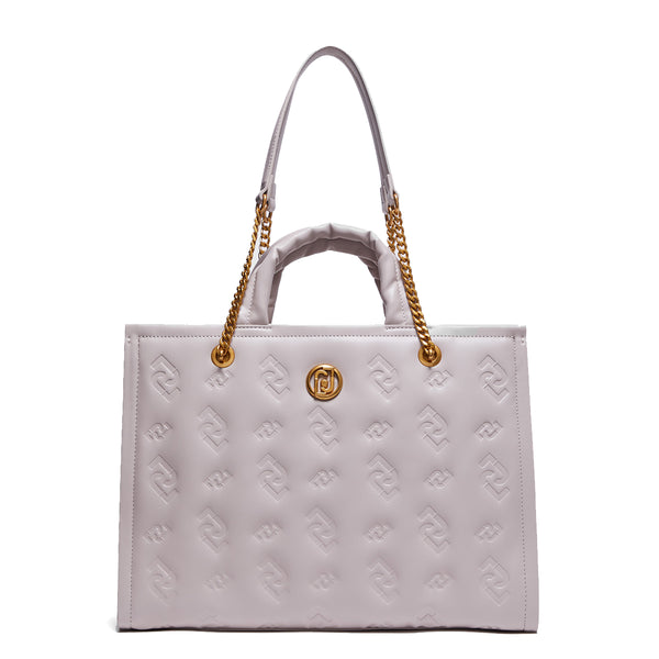 Liu Jo - Shopping Bag Ecosostenibile con logo embossed Bone A | Italystation.com Shop Now at italystation.com