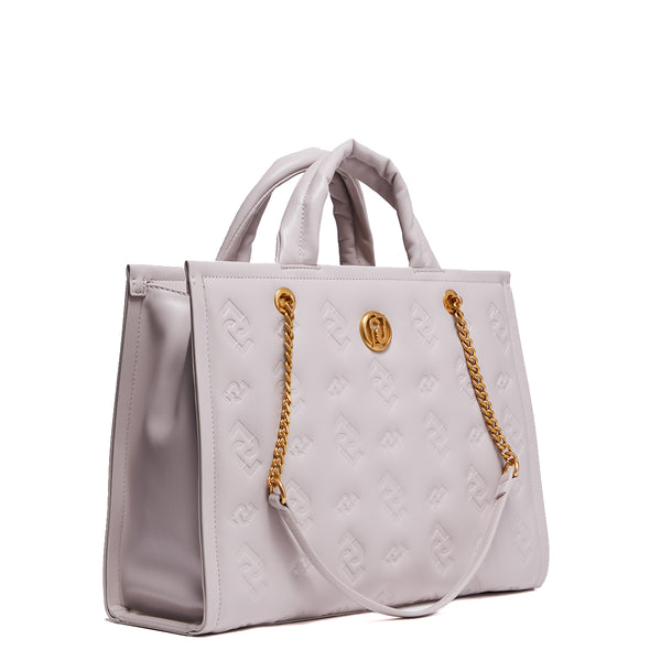 Liu Jo - Shopping Bag Ecosostenibile con logo embossed Bone A | Italystation.com Shop Now at italystation.com