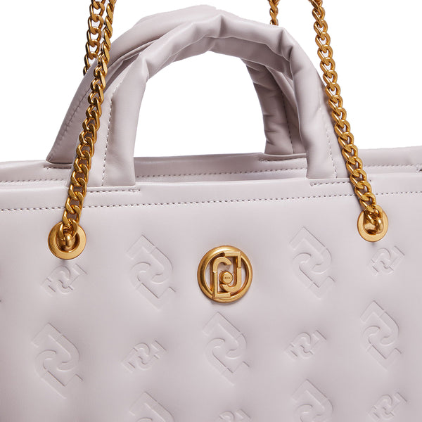 Liu Jo - Shopping Bag Ecosostenibile con logo embossed Bone A | Italystation.com Shop Now at italystation.com