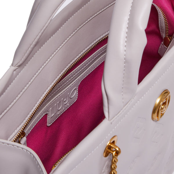 Liu Jo - Shopping Bag Ecosostenibile con logo embossed Bone A | Italystation.com Shop Now at italystation.com