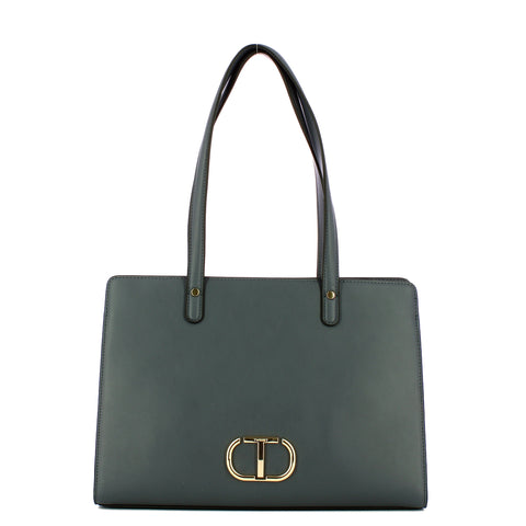 Twin Set - Borsa a spalla con Oval T Blue Grey 232TB7070 | Italystation.com Shop Now at italystation.com
