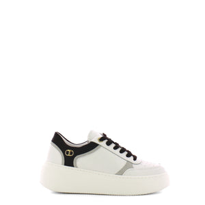Twin Set - Sneakers in pelle con dettaglio a contrasto Bianco Off White Nero - 232TCP090 - BIC.OFF/WHITE/NERO