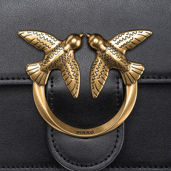 Pinko - Love One Simply Nero Antique Gold Mini Crossbody Bag - 100074A0F1 - NERO-ANTIQUE/GOLD