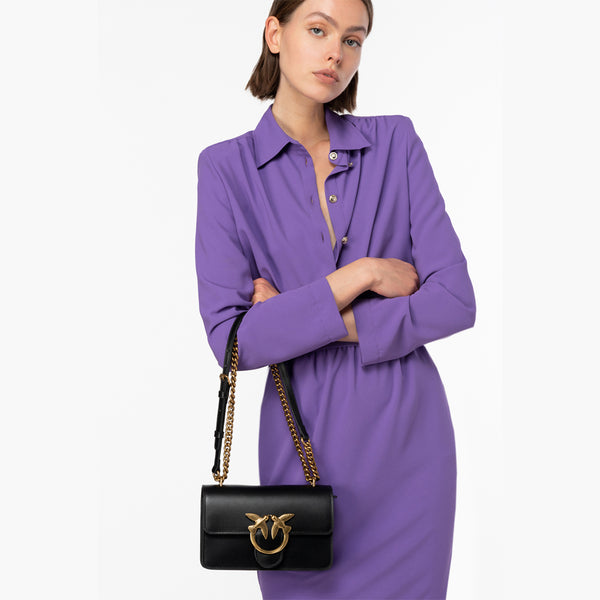 Pinko - Love One Simply Nero Antique Gold Mini Crossbody Bag - 100074A0F1 - NERO-ANTIQUE/GOLD