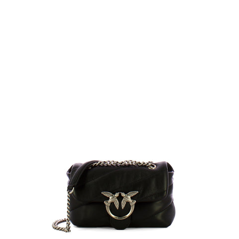 Pinko - mini borsa a tracolla love puff nero old silver - 100040 | Italystation.com - Shop Now at italystation.com