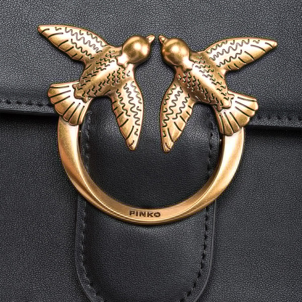 Pinko - borsa a tracolla love one classic nero antique gold - 10 | Italystation.com - Shop Now at italystation.com