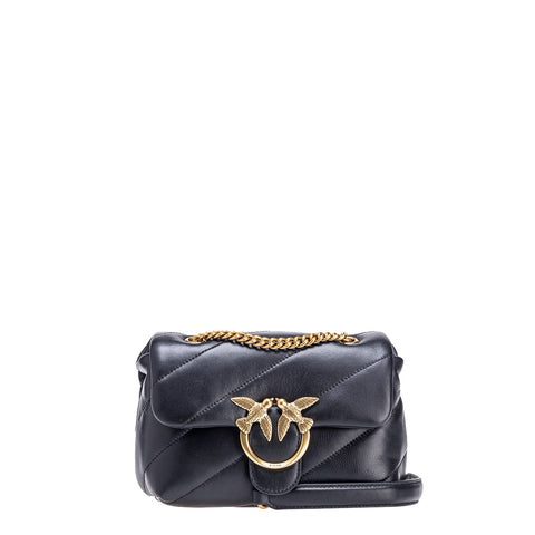 Pinko - mini borsa a tracolla love puff maxi quilt nero antique  | Italystation.com - Shop Now at italystation.com