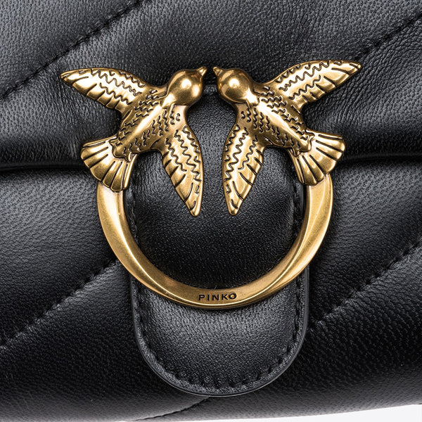 Pinko - mini borsa a tracolla love puff maxi quilt nero antique  | Italystation.com - Shop Now at italystation.com