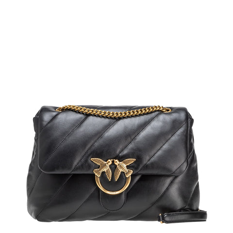 Pinko - Borsa a tracolla Large Love Puff Nero Antique Gold - 100037A0F2 - NERO-ANTIQUE/GOLD