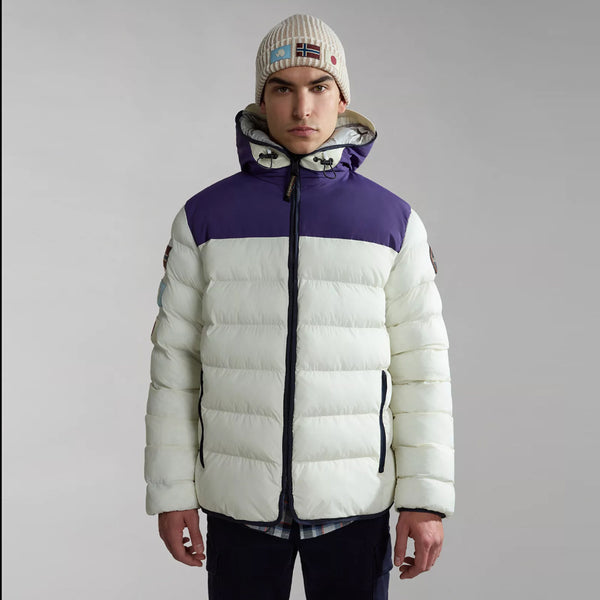 Napapijri - Shackleton White Whisper Puffer Jacket with hood - NP0A4HEM - WHITE/WHISPER