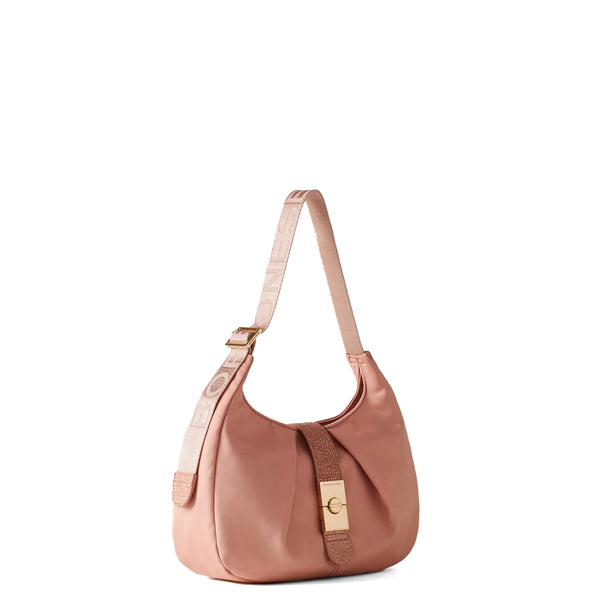 Borbonese - Hobo Bag Cortina Small in Nylon Blush 923937AQ | Italystation.com Shop Now at italystation.com