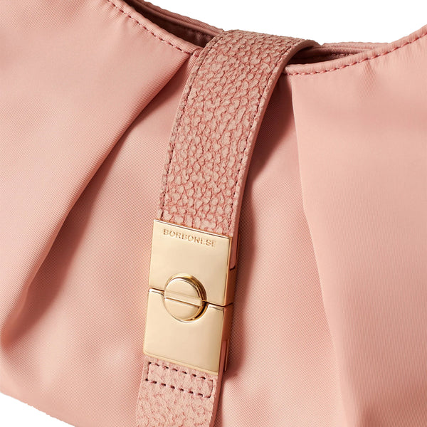 Borbonese - Hobo Bag Cortina Small in Nylon Blush 923937AQ | Italystation.com Shop Now at italystation.com