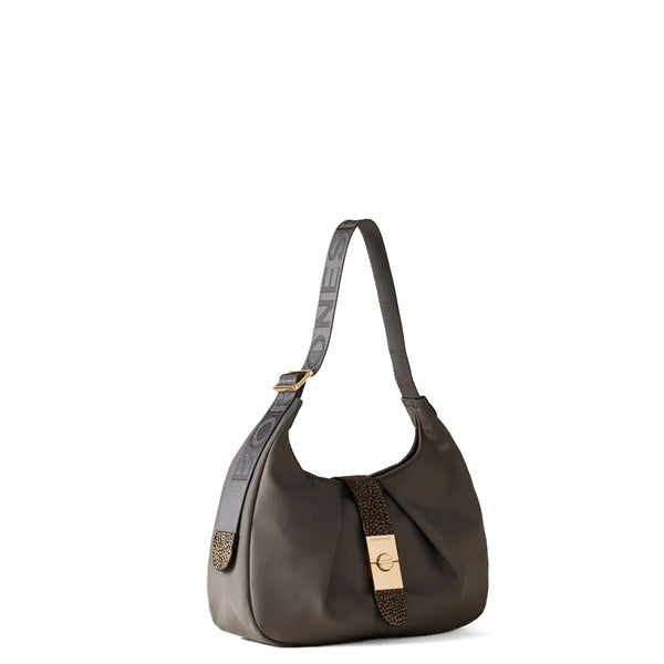 Borbonese - Hobo Bag Cortina Small in Nylon Clay Grey - 923937AQ3 - CLAY/GREY