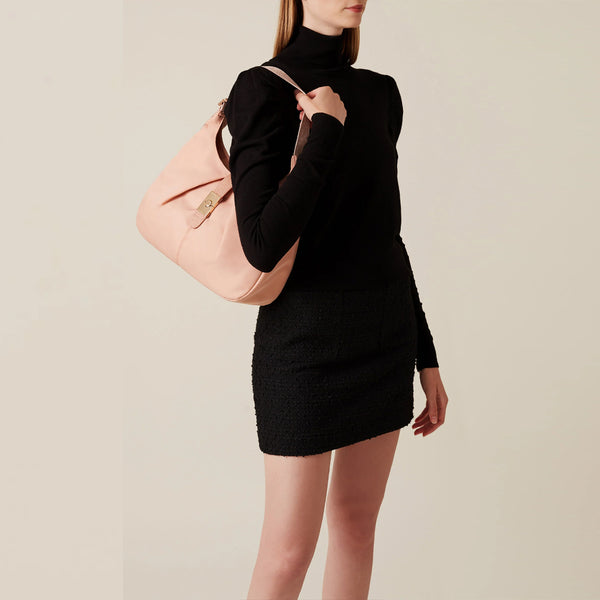 Borbonese - hobo bag cortina medium in nylon blush - 923938a | Italystation.com - Shop Now at italystation.com