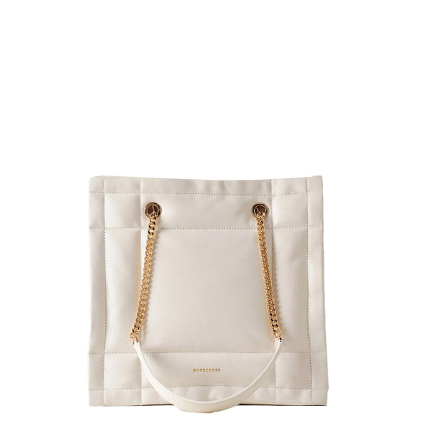 Borbonese - borsa a spalla reverse medium chantilly cream -  | Italystation.com - Shop Now at italystation.com