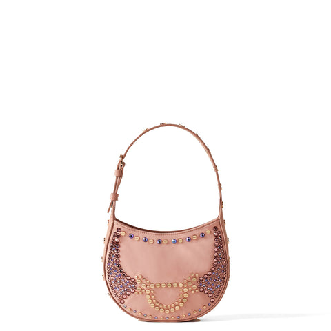 Borbonese - mini hobo bag 110 swarovski blush - 923047at3 -  | Italystation.com - Shop Now at italystation.com