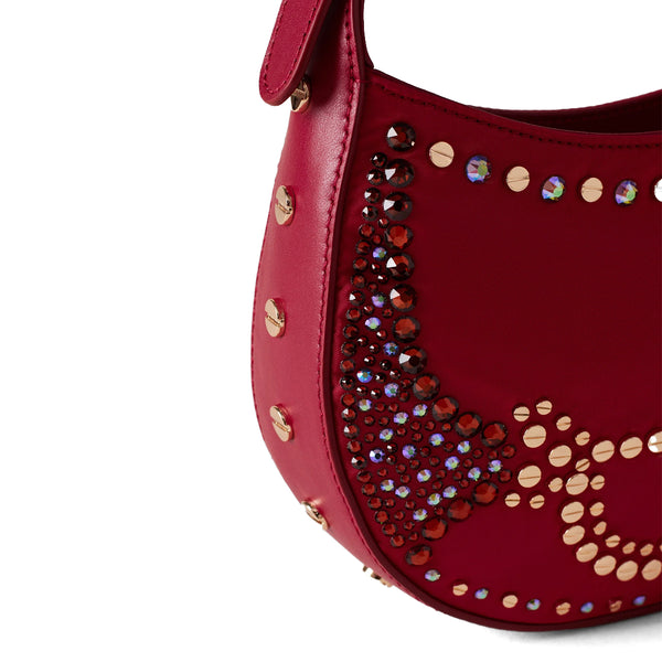 Borbonese - mini hobo bag 110 swarovski borgogna - 923047at3 | Italystation.com - Shop Now at italystation.com