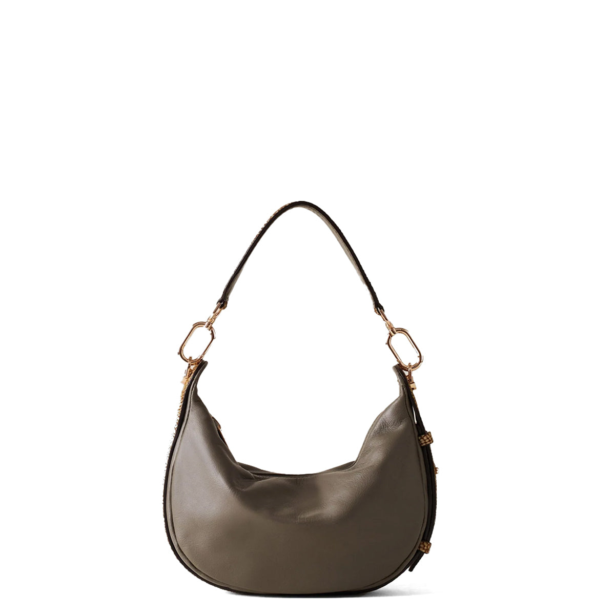 Borbonese - Hobo Bag Oyster Small Clay Grey OP Naturale - 923737AR1 - CLAY/GREY/OP/NATURALE