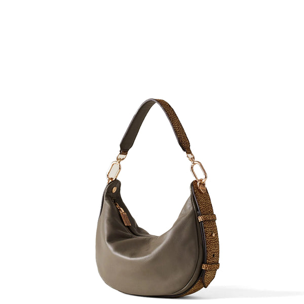Borbonese - Hobo Bag Oyster Small Clay Grey OP Naturale - 923737AR1 - CLAY/GREY/OP/NATURALE
