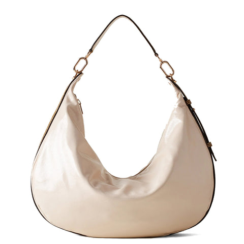 Borbonese - Hobo Bag Oyster Large Cachemire Color OP Naturale - 923739I11 - CACHEMIRE/COLOR/OP/NATURAL