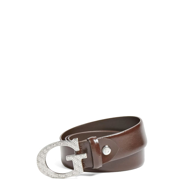 Guess - Cintura Uomo con logo in metallo Brown 35 mm - BM7316LEA35 - BROWN