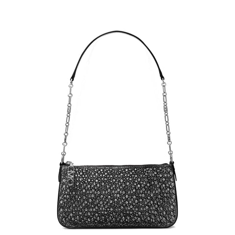 Michael Kors - Empire Medium Black Shoulder Bag with rhinestones - 32H3S8EW6S - BLACK