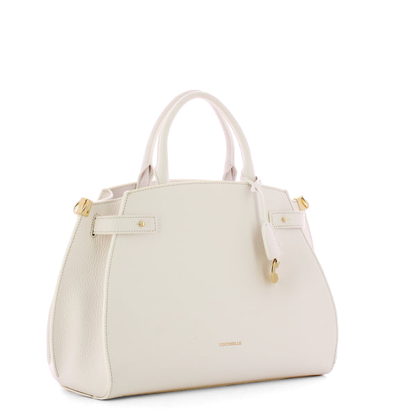 Coccinelle - kliche medium brillant white handbag - qla1802 | Italystation.com - Shop Now at italystation.com