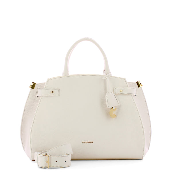 Coccinelle - kliche medium brillant white handbag - qla1802 | Italystation.com - Shop Now at italystation.com