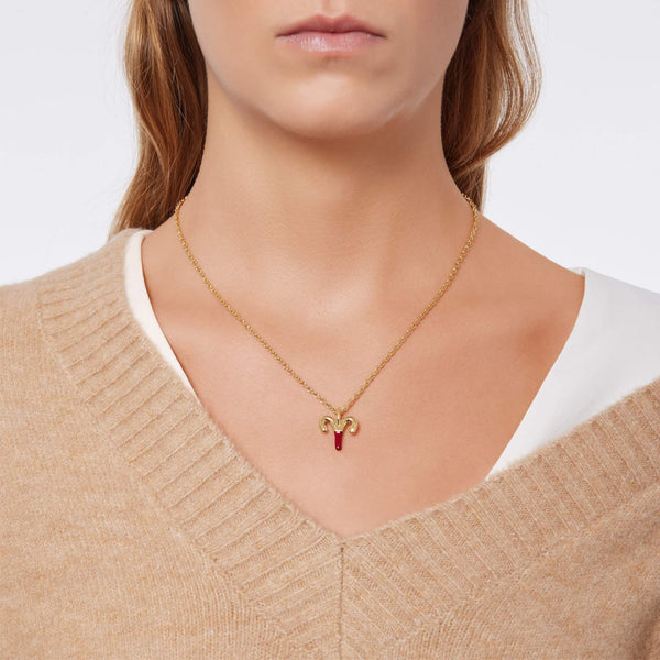 Coccinelle - Aries Gold Marsala Necklace - P4F120101 - GOLD/MARSALA