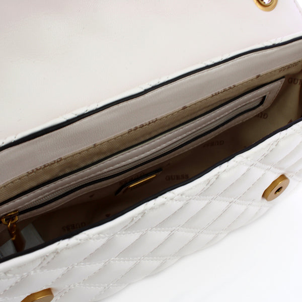 Guess - giully quilted ivory shoulder bag - hwqa8748210 - ivory | Italystation.com - Shop Now at italystation.com