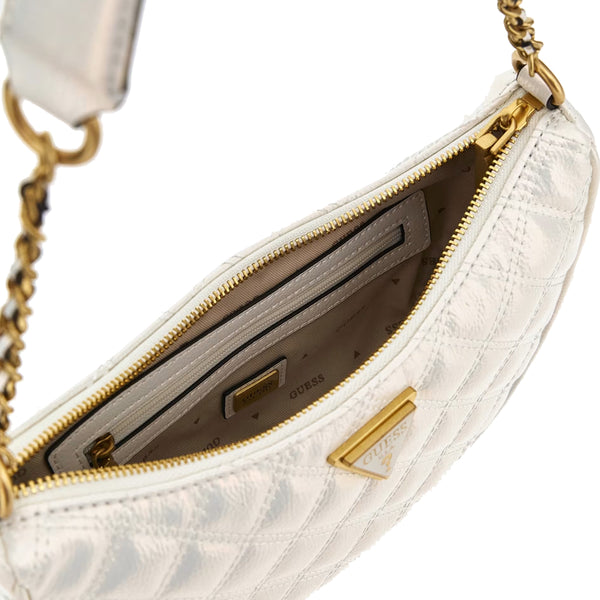 Guess - giully quilted ivory shoulder bag - hwqi8748120 - ivory | Italystation.com - Shop Now at italystation.com