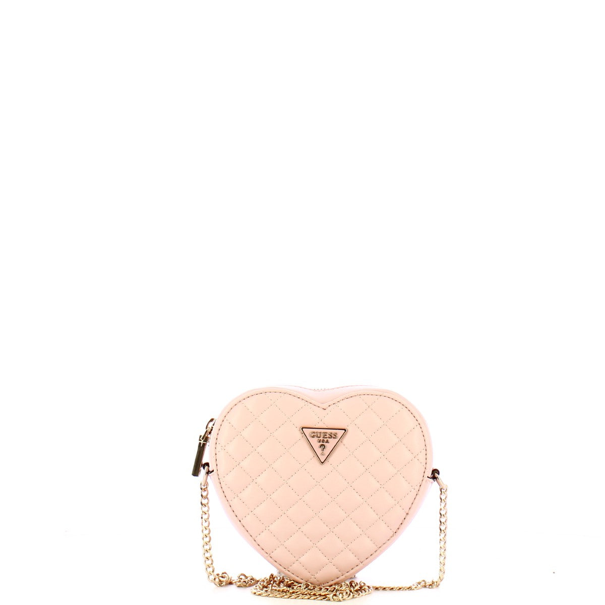 Guess Rianee Quilted Heart Mini Crossbody Bag Pale Pink