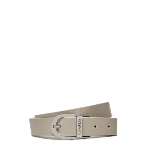 Calvin klein - cintura reversibile round buckle 20 mm ecru stoney - k60k611900 - ecru/stoney | Italystation.com