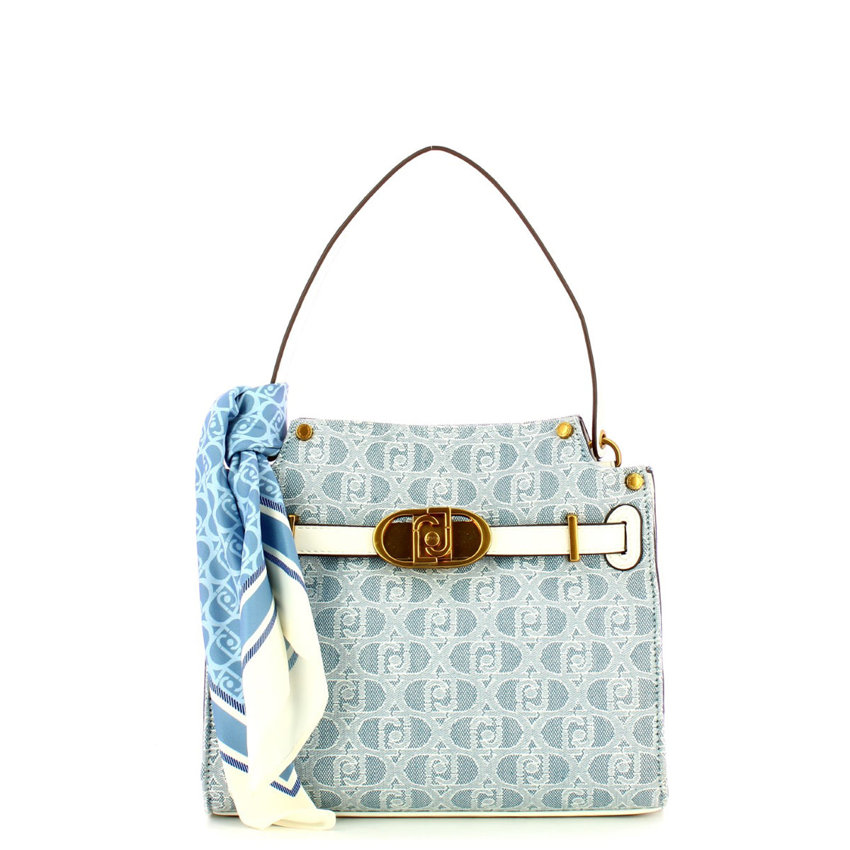 Liu Jo Liu jo - borsa a mano medium logata con foulard blue denim - aa | Italystation.com - Shop Now at italystation.com
